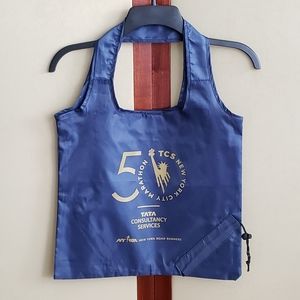 NYC Marathon 50th Anniversary Reusable Packable Tote Bag Blue Gold
